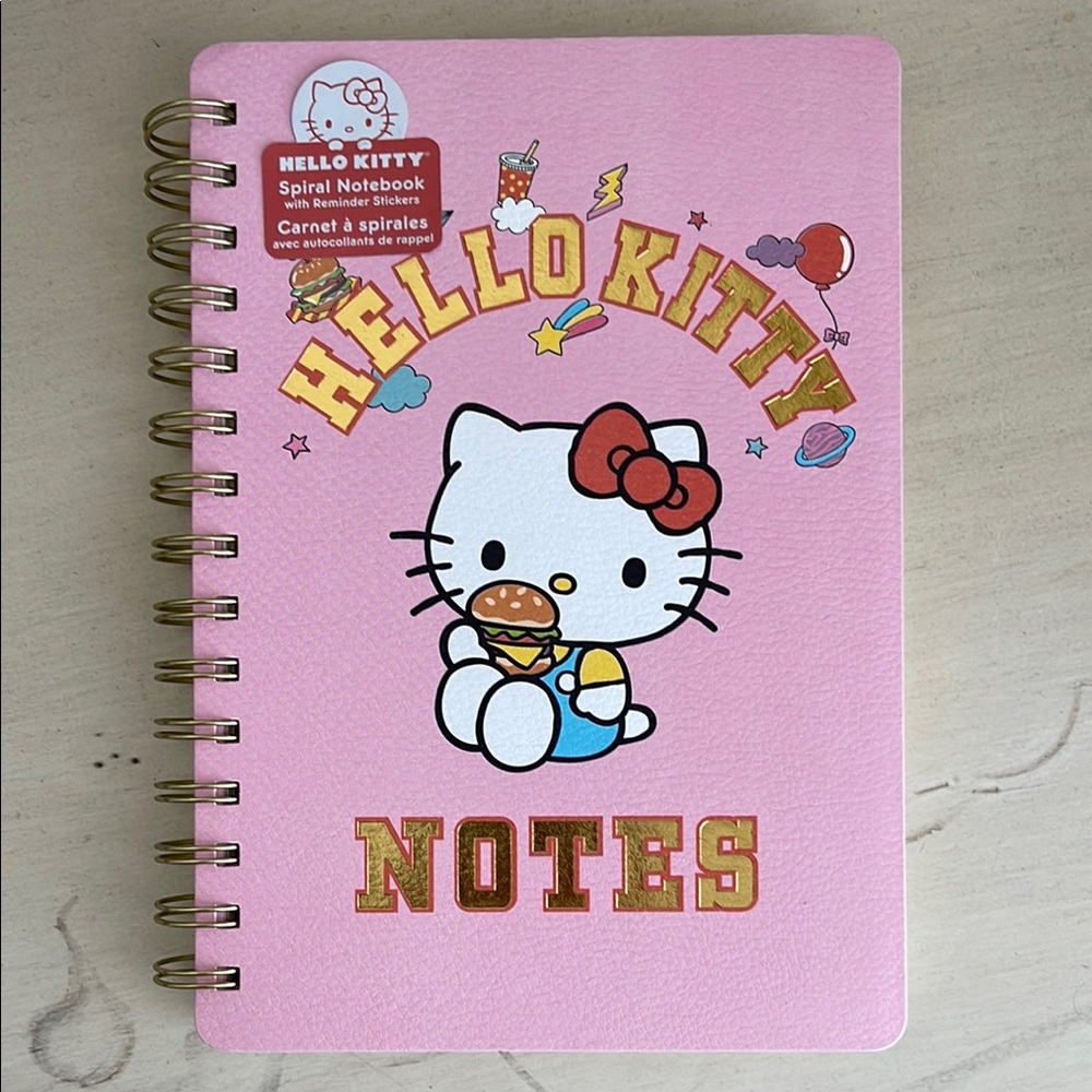 Hello Kitty Pink Spiral Notebook with Gold Accents